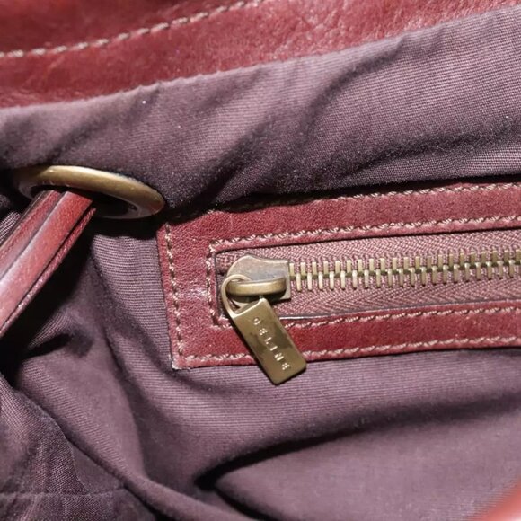 CELINE Hand Bag Leather Brown gold Auth - Picture 14 of 16
